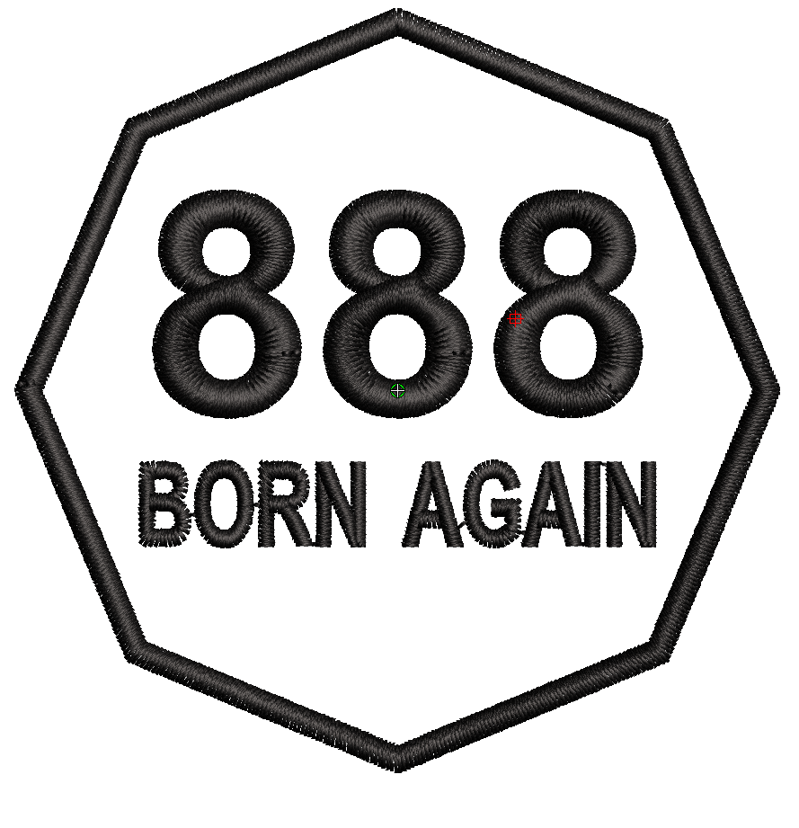 JB-022 Aufnäher achteckig ca. 8cm: 888 born again