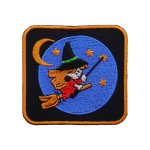 Patch "Little Witch" - little witch flying on a broom - Two colors to choose from - One rectangle Rec2 with approx. 7.5x8cm