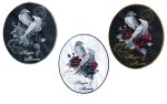 Gothic patch Hugin and Munin with rose 27x23cm 3er Set