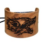 5cm Armband mit Wolfskopf - aus schwarzem, naturfarbenem oder brown used Rindsleder...
