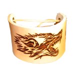 5cm Armband mit Wolfskopf - aus schwarzem, naturfarbenem oder brown used Rindsleder...