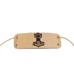 Armband 5cm mit Thors Hammer Mjölnir - aus schwarzem oder naturbelassenem Rindsleder