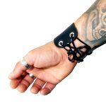 Armband 5cm mit Thors Hammer Mjölnir - aus schwarzem oder naturbelassenem Rindsleder