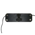 Armband 5cm mit Thors Hammer Mjölnir - aus schwarzem oder naturbelassenem Rindsleder