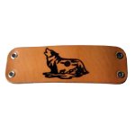 Armband 5cm mit Wolfsmotiv aus naturbelassenem oder schwarzem Rindsleder