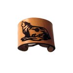 Armband 5cm mit Wolfsmotiv aus naturbelassenem oder schwarzem Rindsleder