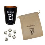 Dice cup with the rune Perthro (rune of prophecy) including 6 dice