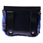 Blaue Kilttasche / Gürteltasche "Mjölnir" mit schwarzem Leder und weißer Gravur