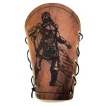 Armschiene Thor aus braunem Büffelleder in used-Optik, graviert / Höhe 22cm /mittlere Form