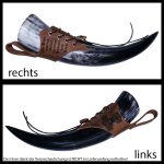 Drinking horn holder "Flatter" made of brown leather in used look engraved with "The Son of our God" - various sizes