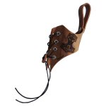 Trinkhornhalter "Flatter" aus braunem Leder in used-look graviert mit "Der Sohn unseres Gottes" - verschiedene Größen