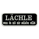 Slogan patch "LÄCHLE - wenn du mit mir schlafen willst" - A rectangular patch with approx. 12x4cm and rounded corners