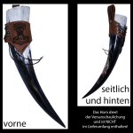 Hornhalter "Asgard" graviert mit einem "Mjölnir" (Thors Hammer) - aus braunem Leder in used-look - verschiedene Größen