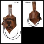 Hornhalter "Asgard" graviert mit einem "Thors Vollstrecker" und einem "Mjölnir" (Thors Hammer) - aus braunem Leder in used-look - verschiedene Größen