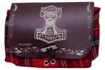 Rote Kilttasche / Gürteltasche "Mjölnir" mit rotem Leder und weißer Gravur