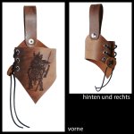 Hornhalter "Asgard" graviert mit dem Motiv "Odin" - aus braunem Leder in used-look - verschiedene Größen