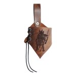 Hornhalter "Asgard" graviert mit dem Motiv "Odin" - aus braunem Leder in used-look - verschiedene Größen