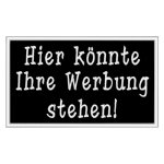 Slogan patch "Hier könnte Ihre Werbung stehen!" - A rectangular patch measuring approximately 10x6cm