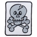 Patch "Comic Skull" - approx. 7x5.5cm - white silver black