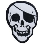 Patch "Skull with Eye Patch" - approx. 10x8cm - white-black
