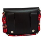 Red kilt bag / belt bag "Mjölnir" with black leather and white engraving