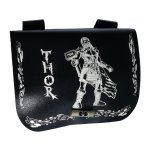 Grüne Kilttasche / Gürteltasche "Thor" mit schwarzem Leder und weißer Gravur