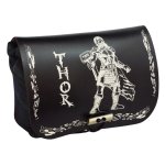 Grüne Kilttasche / Gürteltasche "Thor" mit schwarzem Leder und weißer Gravur