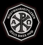 JB-004 Aufnäher achteckig ca. 10cm Stoff schwarz : WEG-WAHRHEIT-LEBEN